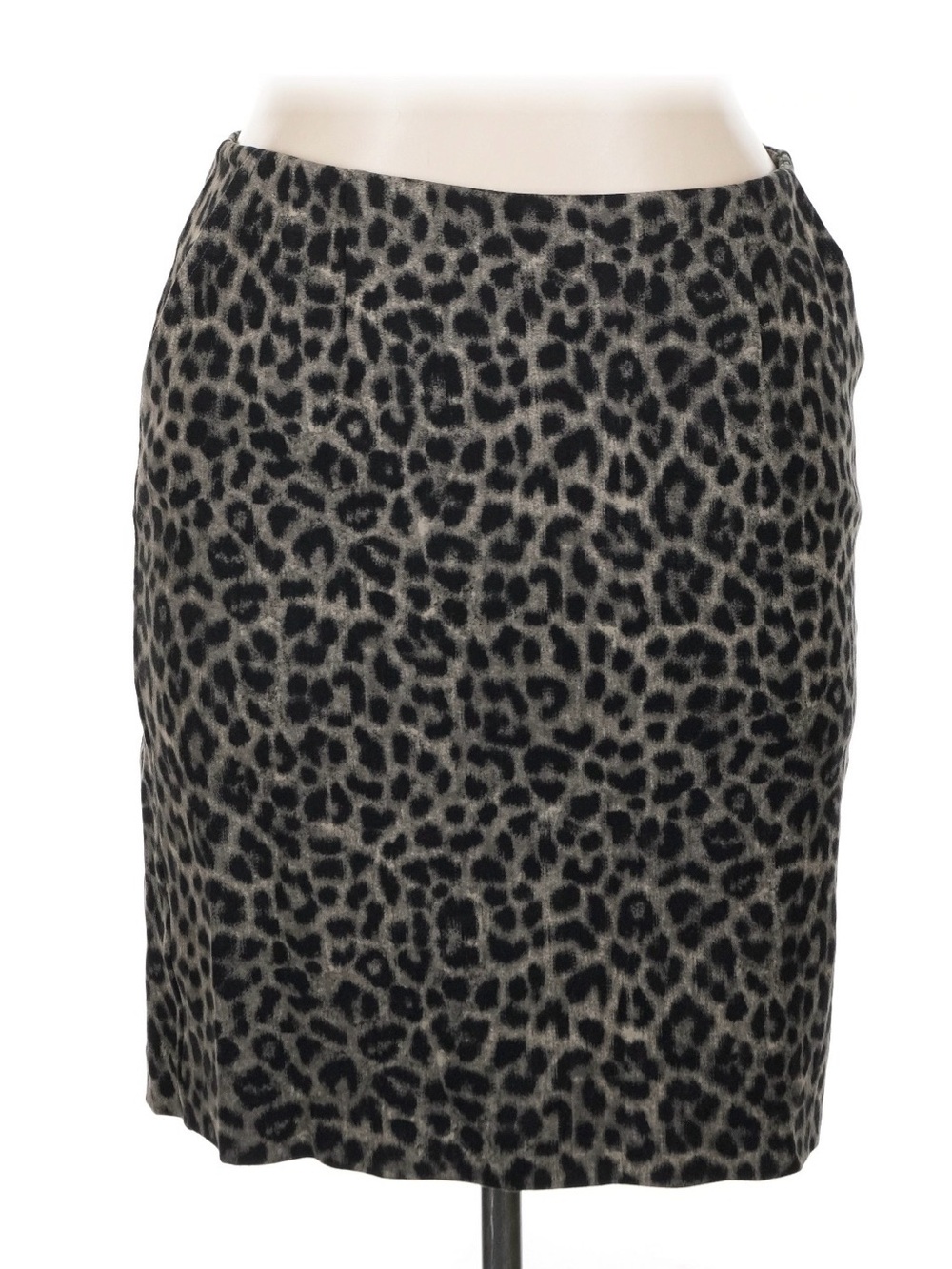 CAbi Leopard-Print Pencil Skirt in Black and Gray
